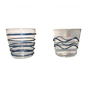 Mariposa Applique Blue Double Old-Fashioned Cocktail Glasses Set Of 2